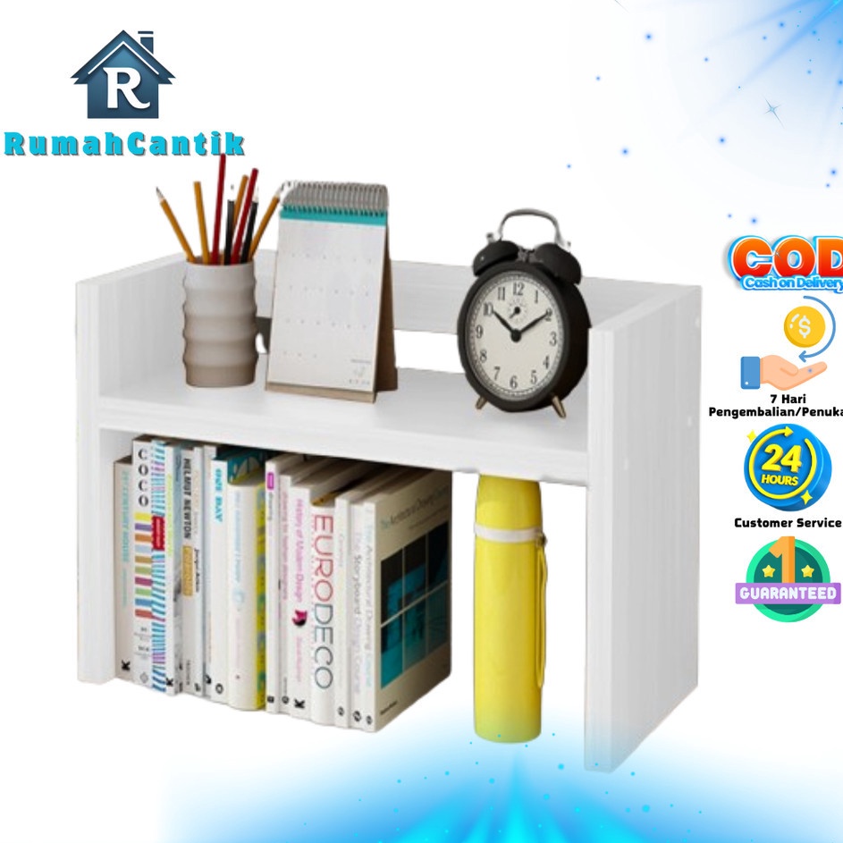 RumahCantik  Rak Meja Storage Mini Multifungsi Hitam Putih Minimalis Modern Rak Buku Kecil Penyimpan
