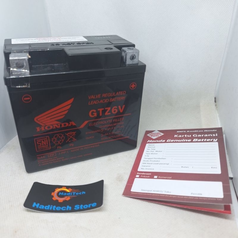 Original AHM Accu Battery GTZ6V Honda BeAT Sporty, Scoopy, Vario 125/150 31500KZR602 Genuin Battery 