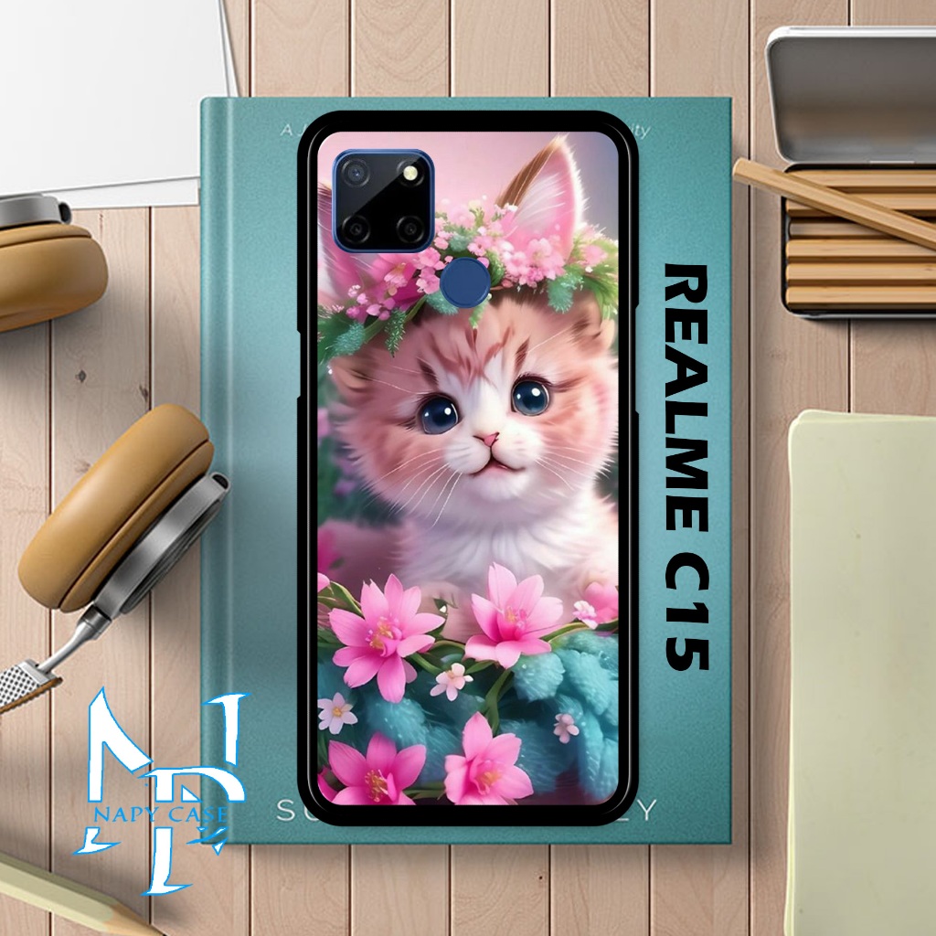 Napy Case Cassing Handphone REALME C15 Krtun KUCING mix Lucu 2 - Case Untuk Pria,Wanita,Dewasa, Anak