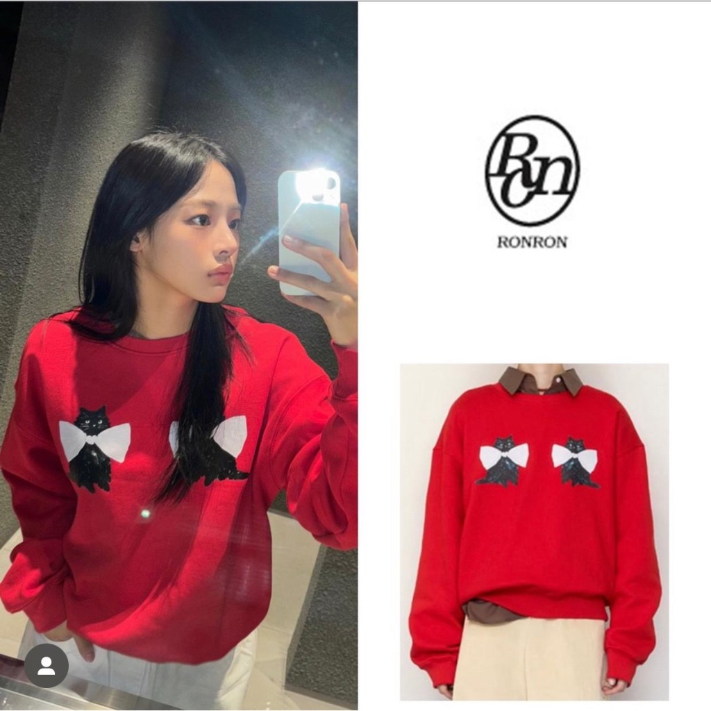 RONRON Ribbon Cats Sweatshirt Original Korea