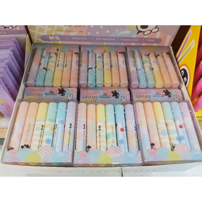 

Highlighter textliner mini M&G gaspard et lisa 6warna pastel stabilo lucu karakter
