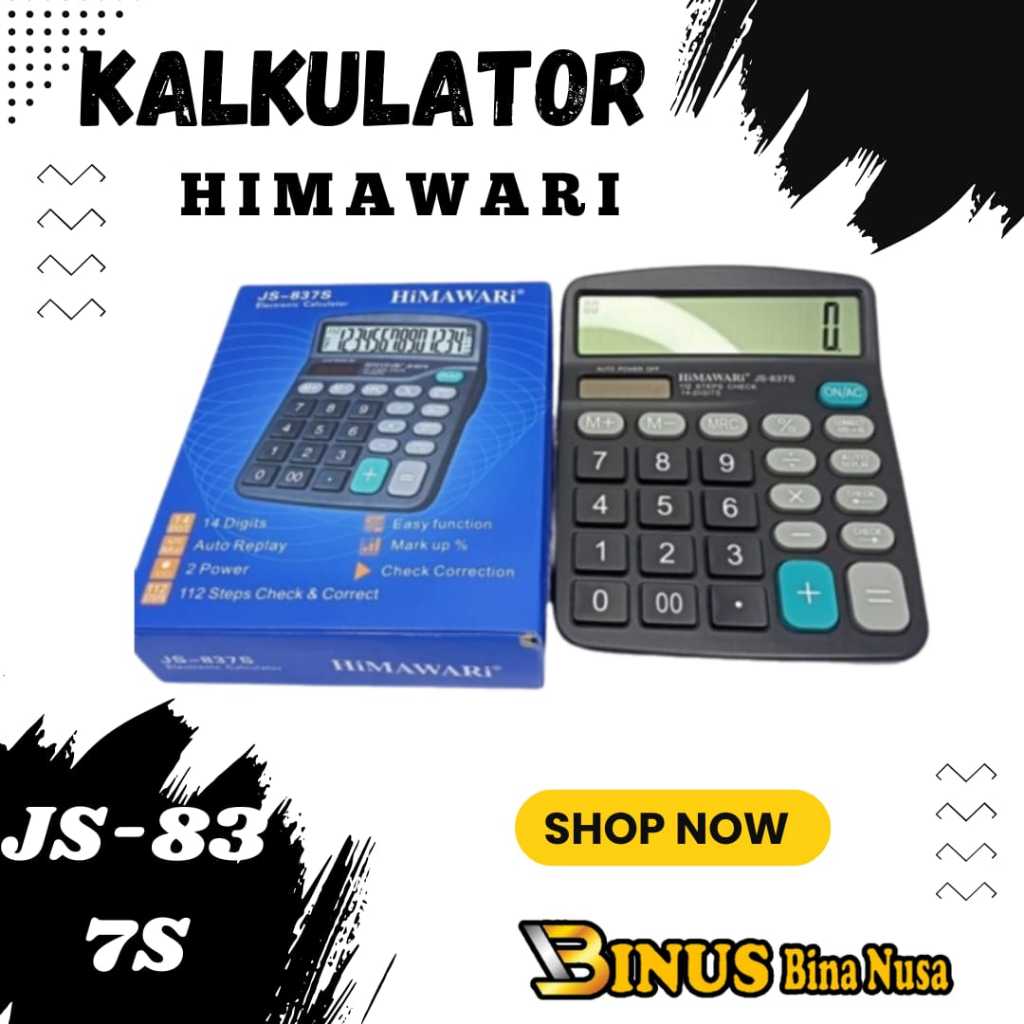 

Kalkulator Sedang 14 digits Himawari JS 837S Auto Replay Check Correct