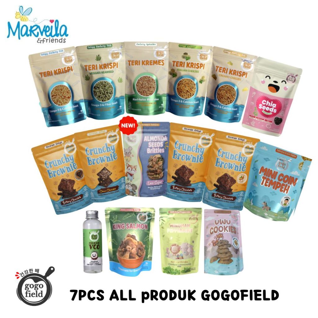 

7PCS Gogofield Snack MIX Varian Teri Krispi / Chrunchy Brownie / Salmon Krispi / Peppermint