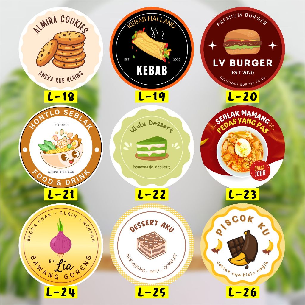 

Sticker Custom Logo Label Kemasan Bulat lingkaran - Makanan Catering Olshop Box Makan jajan camilan papeda kebab burger taichan sate gorengan puding dessert