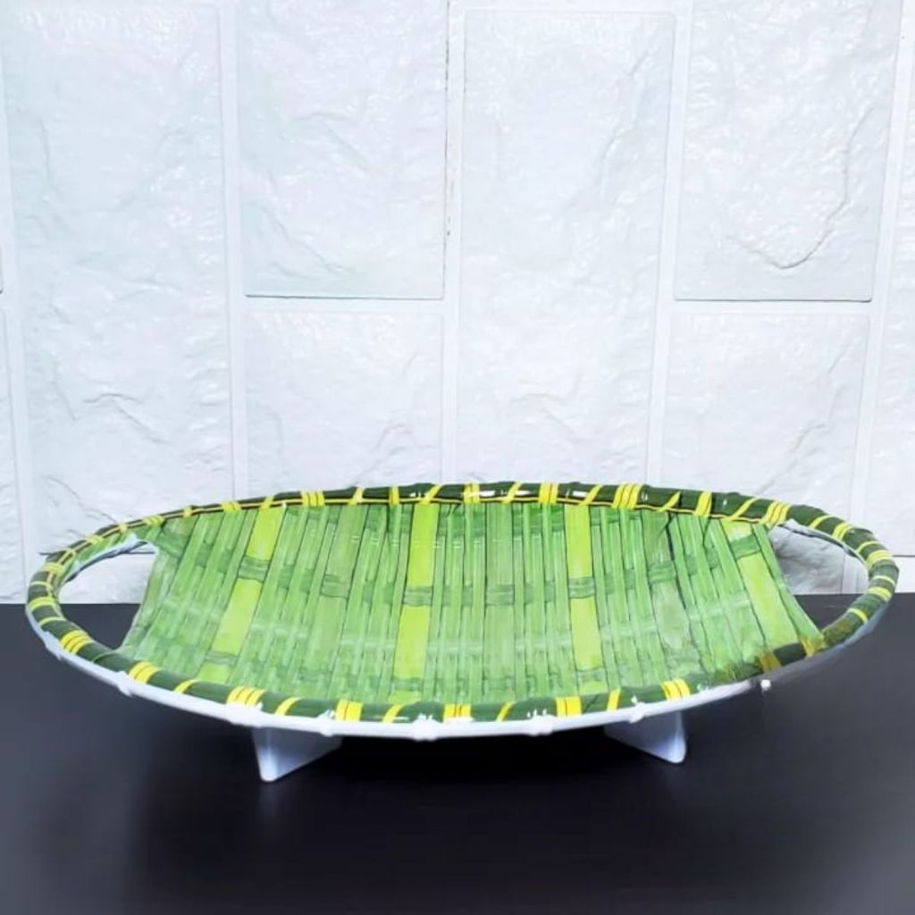 Promo Piring Saji Melamin Motif Anyaman Piring Saji Tempat Gorengan /Buah Wadah Saji Motif Anyaman