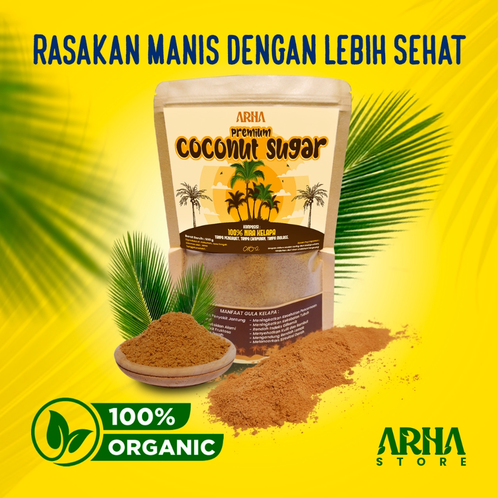 

ARHA - Gula Kelapa Bubuk Semut Premium 500 Gram Organik 100% MURNI NIRA KELAPA ASLI TANPA CAMPURAN