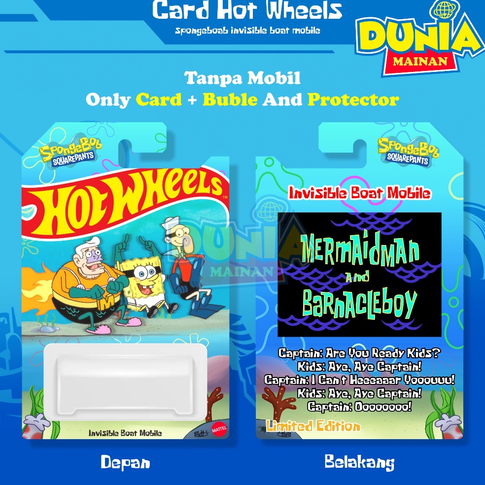 ART Y85C Custom Card Hotwheels Spongebob Squarpants Free Protector  Invisible Boat Mobile  Mermaidma
