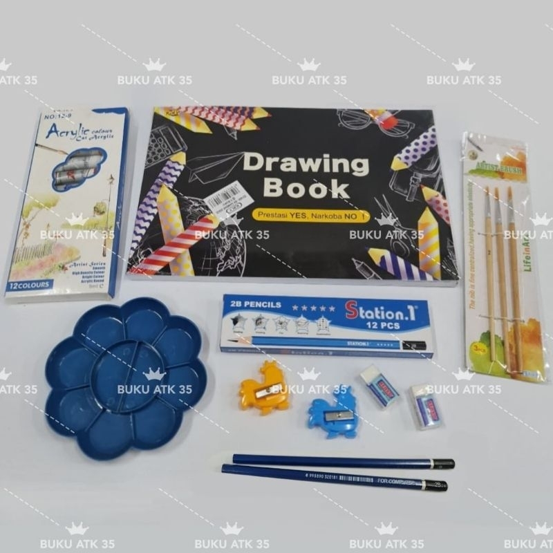 

PROMO MURAH Paket Alat Gambar Lukis Painting Set KIKY (Cat Acrylic)