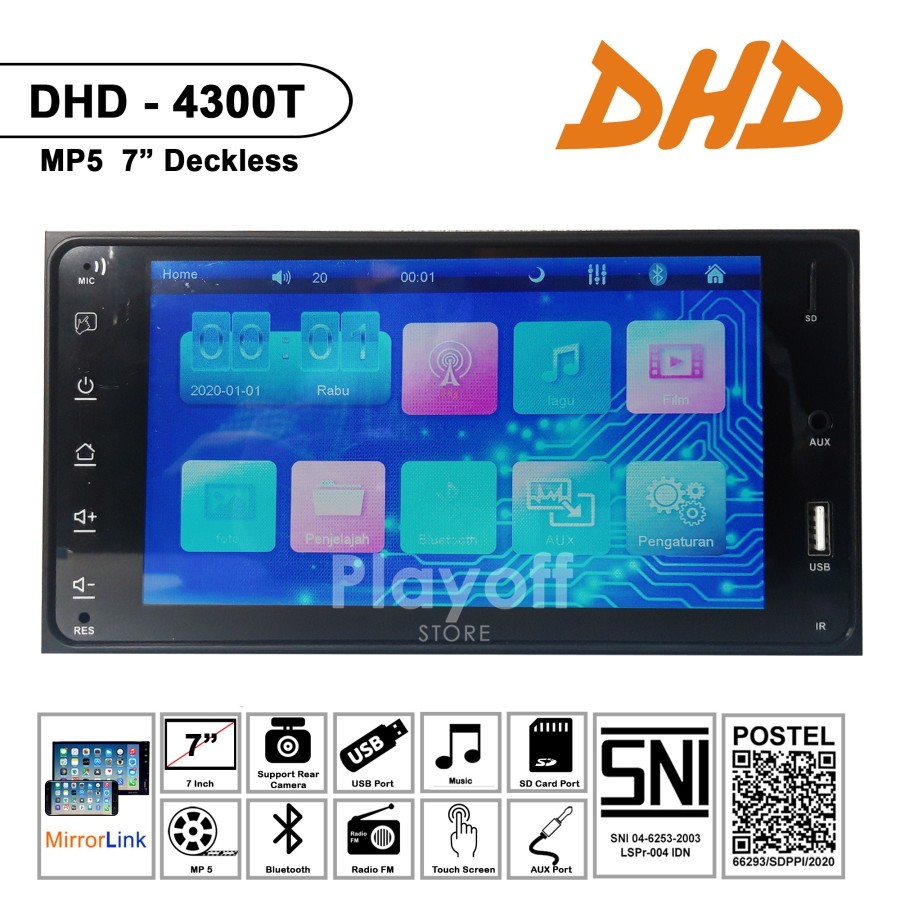 Tape Mobil Double Din Plug n Play Toyota DHD 4300 7 Inch Deckless