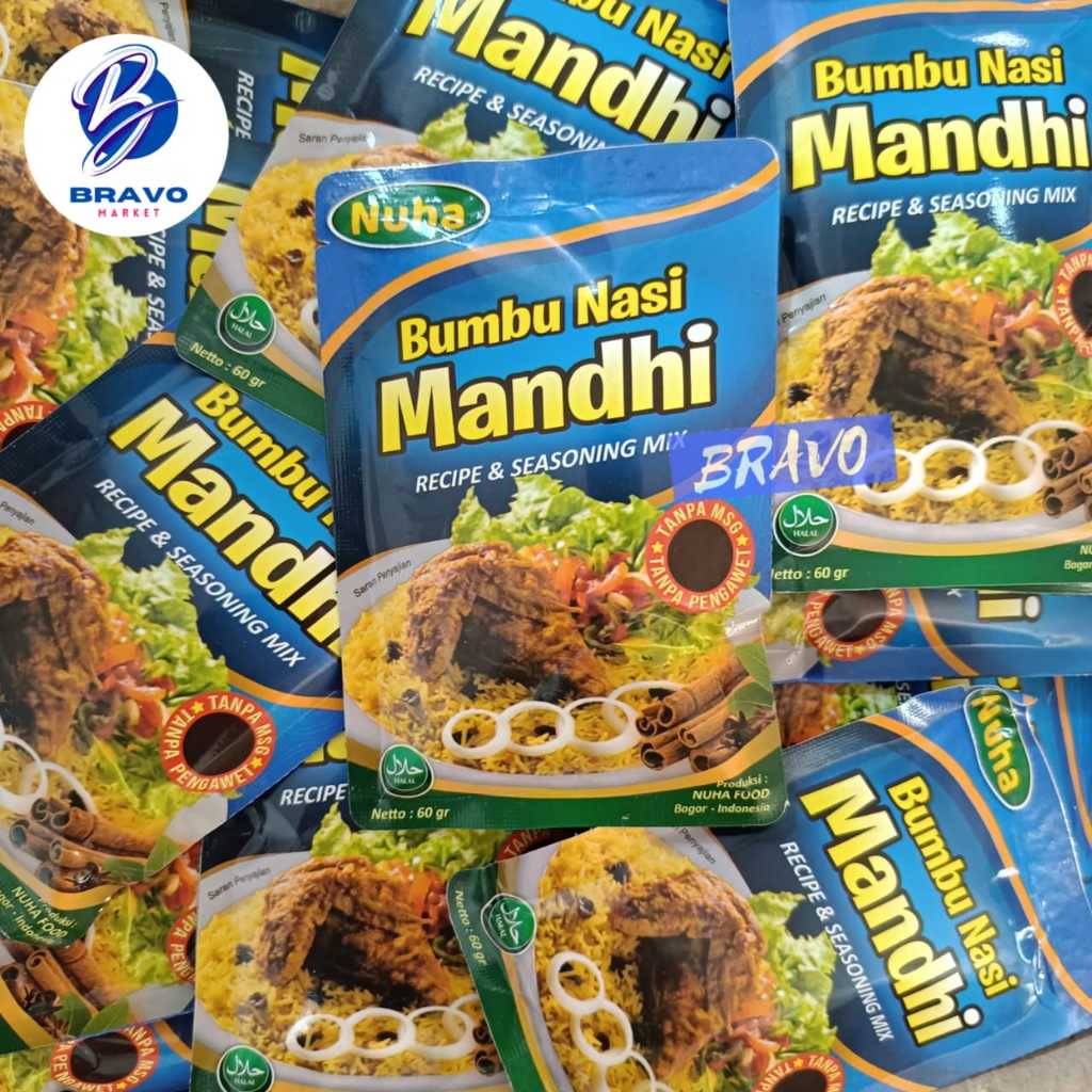

Bumbu Nasi MANDHI Instant Bumbu Nasi Mandhi Sachet ORIGINAL 100% NON MSG & PENGAWET 60gr - NUHA FOOD