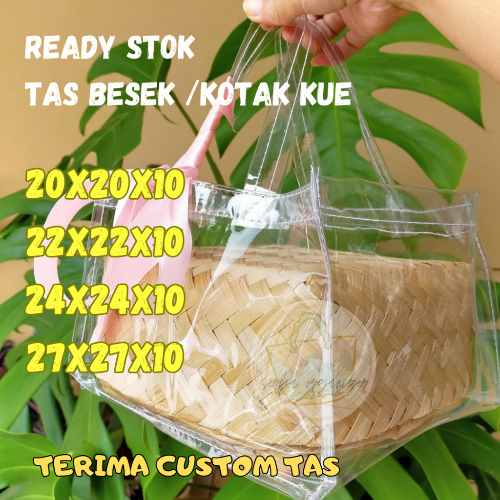 

Tas Mika Full Transparan PVC 20X20 Tas Besek Tas hampers Tas souvenir Tas Kado KOTAK/DUS/BESEK