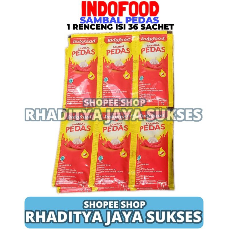 

Indofood Sambal Pedas 1 Renceng Isi 36 Sachet 9GR