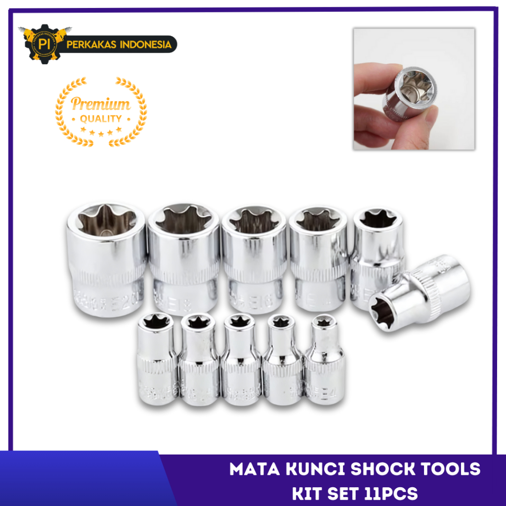 Mata Kunci Shock Impact Wrench Tools Kit Set 11 Pcs Adaptor Kunci Pas Sok Sock Adapter Alat Teknik B