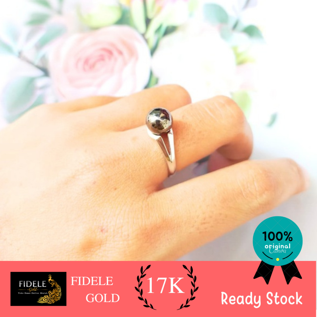 Cincin emas blackgold bola cincin fashion wanita pria emas tua 75% 750 17k