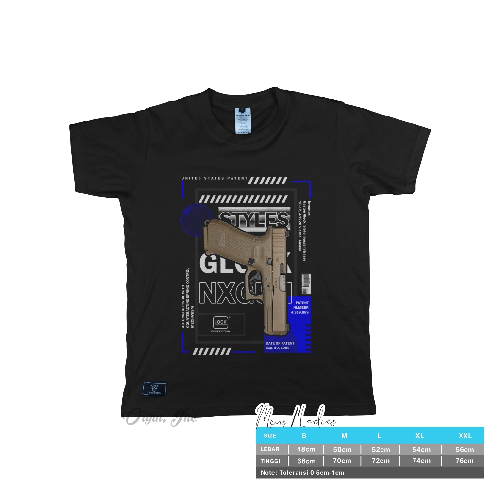 kaos glock 19mm austria 100% cotton combed standar distro