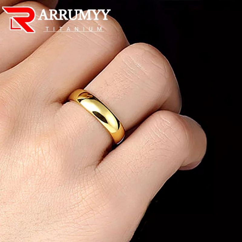 cincin pria wanita titanium gold emas couple simpel tunangan nikah original anti karat