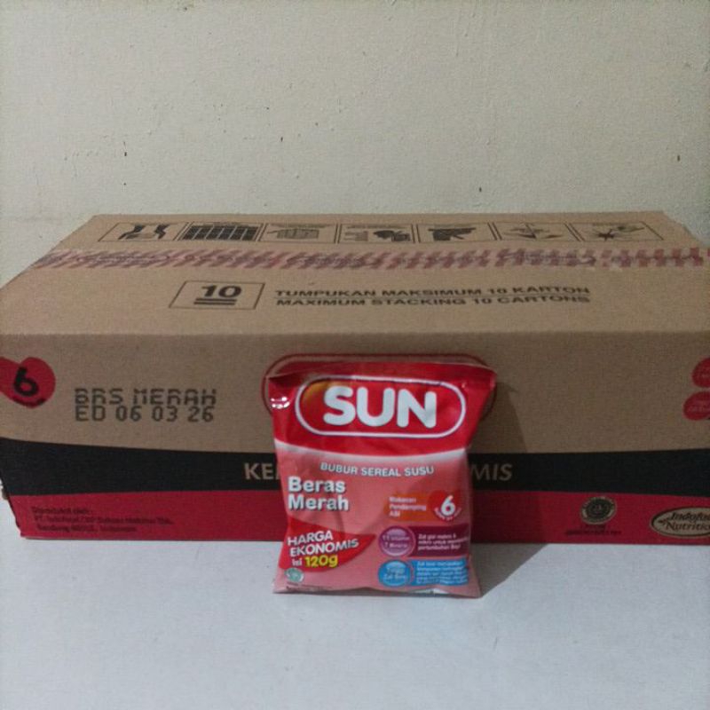 Bubur sun beras merah kemasan ekonomis 120gr / 1 dus / 24 pcs