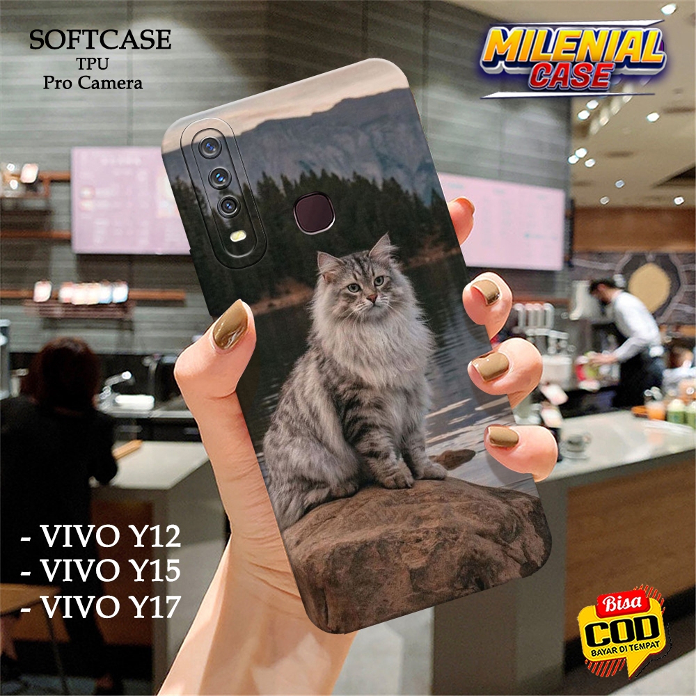 Casing Hp Vivo Y12 / Y15 / Y17 Terbaru - Fashion Case Kucing - Case Vivo Y12 / Y15 / Y17 - Soft Case