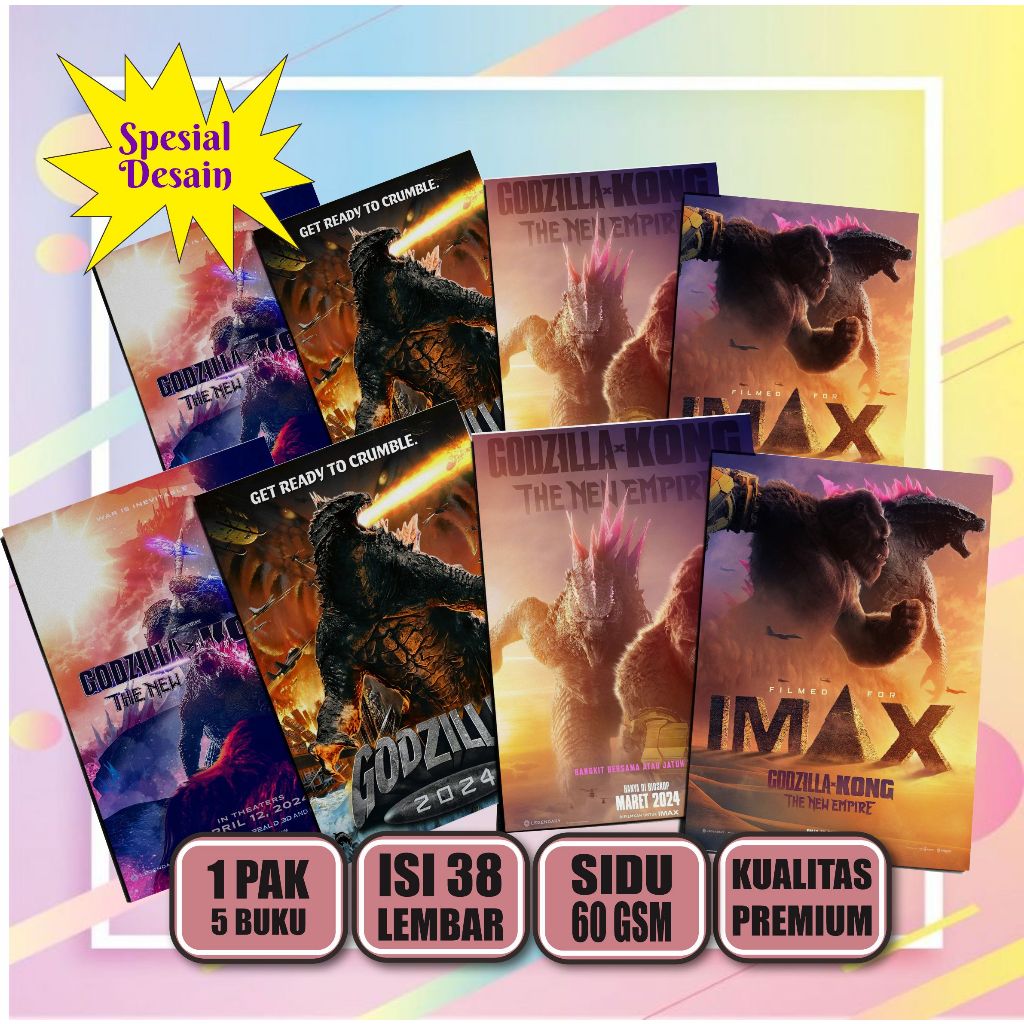 

Buku Tulis Custom Godzila 2024 Isi 5 Pcs