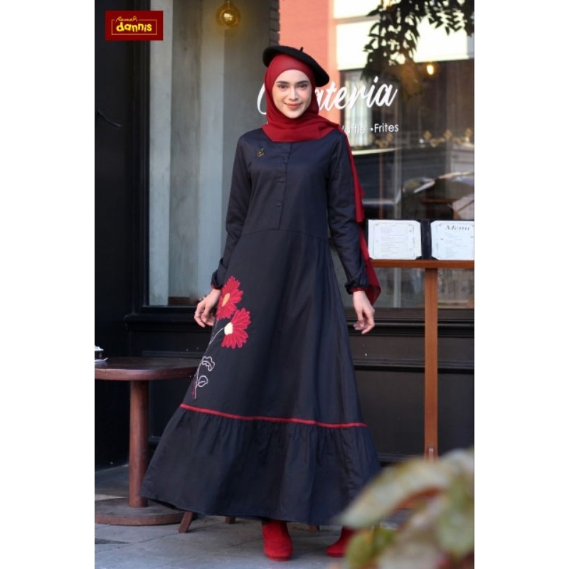 Abaya dannis Warna Hitam