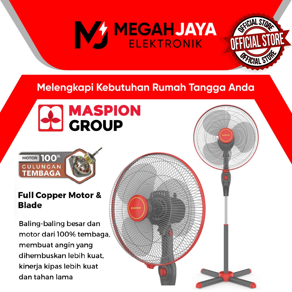 [COD READY] MASPION STAND FAN / KIPAS ANGIN EX1611 SX / EX-1611 SX / EX 1611 SX (16 INCH) GARANSI RE