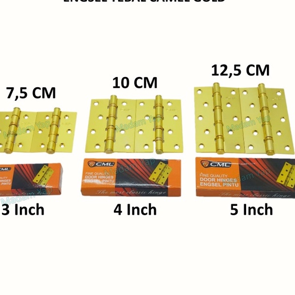 PALING AMPUH Engsel Tebal Stenlis Stainlis 3 4 5 Inch CML Pintu Jendela GOLD KUNING