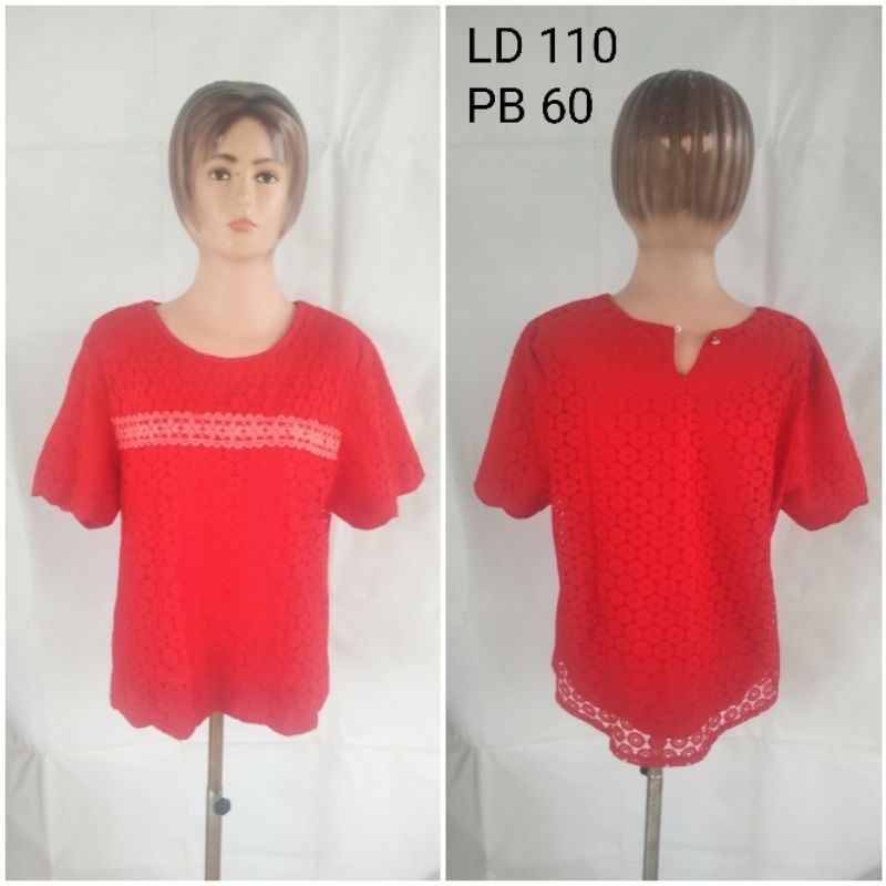 atasan/blouse full brukat warna merah cabe keren n gemoy pl/preloved