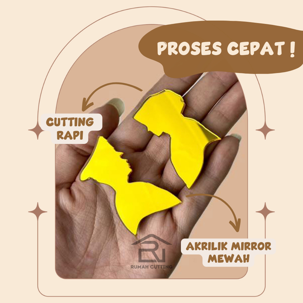 Siluet Akrilik TNI POLRI Mirror Siluet pengantin Siluet Mahar Pernikahan Seserahan