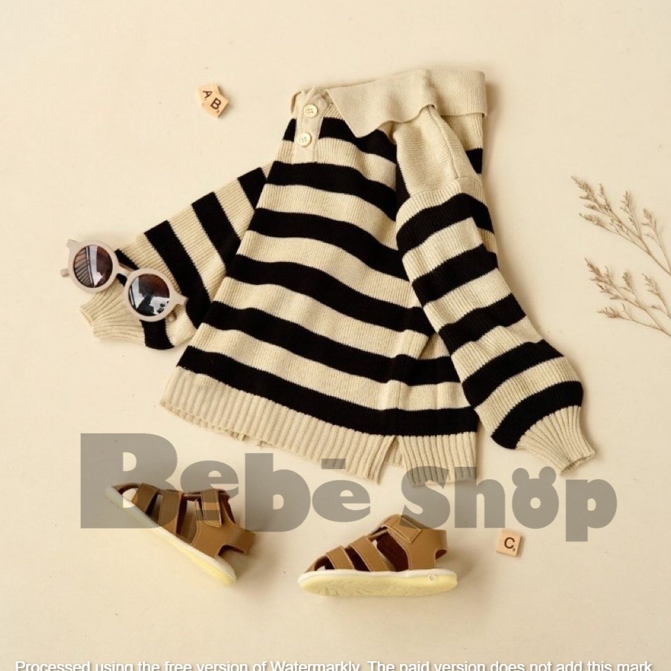 Kualitas Premium  Poloo Stripe Knit anak laklaki dan perempuan banyakpilihan warna usia 2 sampai 8 t