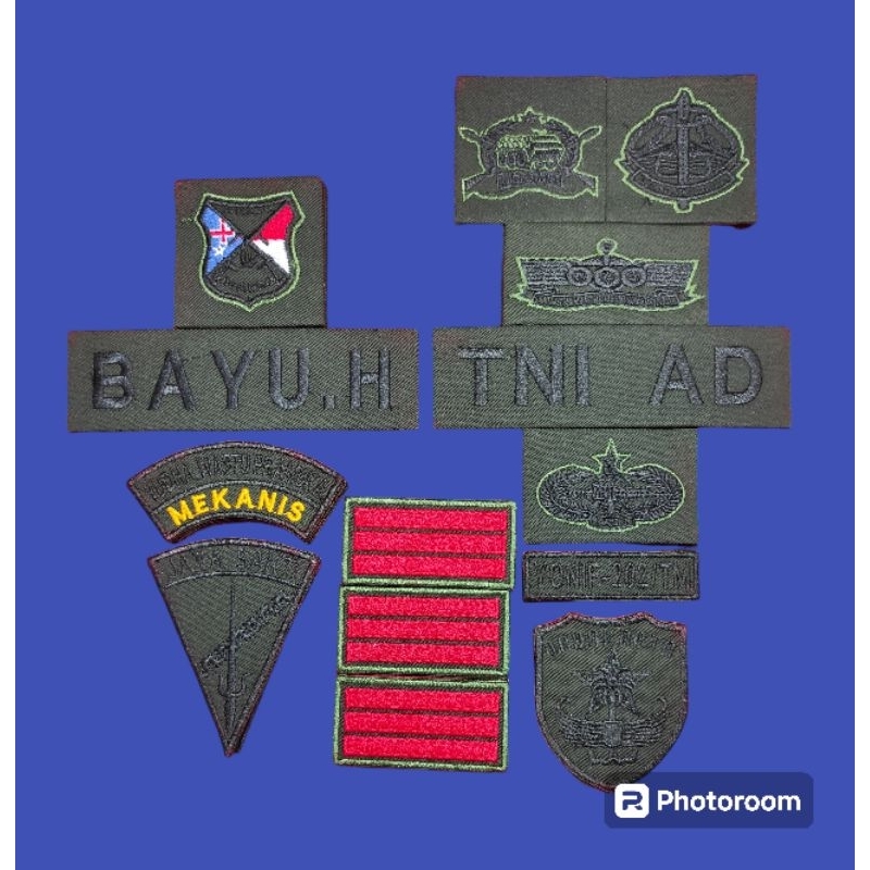 PAPAN NAMA PERKERAS MIKA BORDIR ATRIBUT TNI