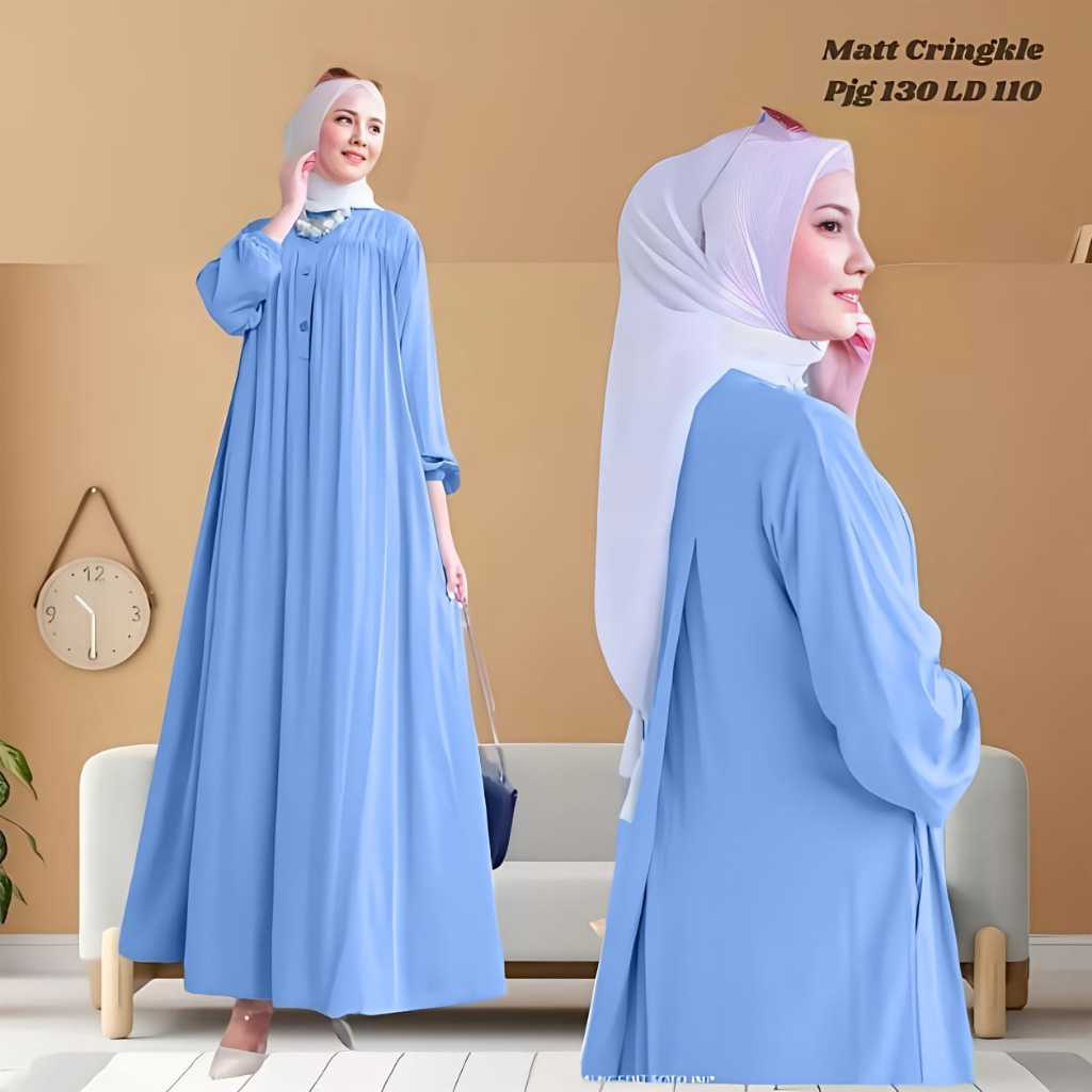 ( TERBARU ) Mola Maxy Gamis Bahan Cringkle Airflow Gamis Polos Bahan kringkle premium LD 110- 120 Ga
