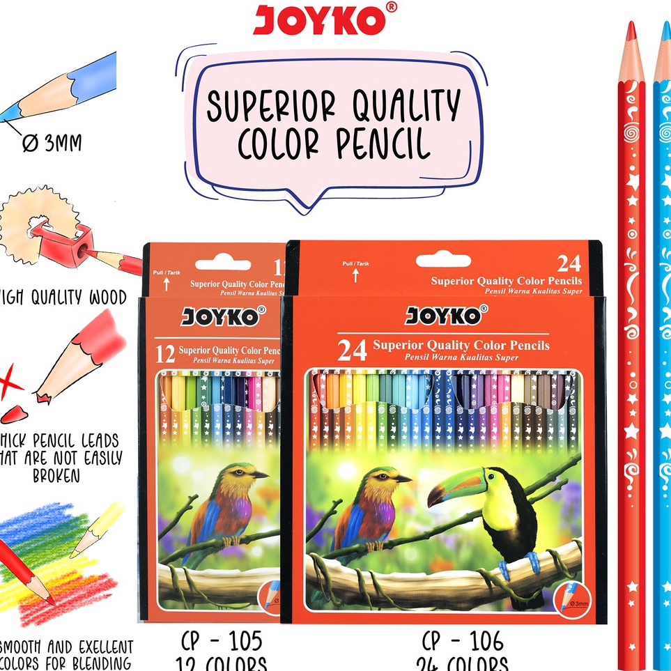 

High Quality Joyko Pensil Warna Color Pencils Hexagonal Grip