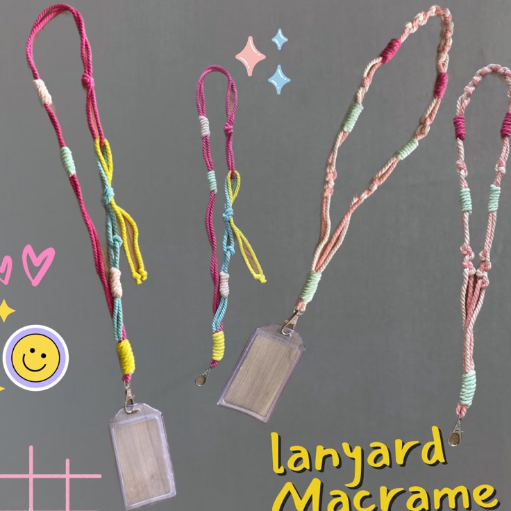 

Serbu Stock JOYCO Lanyard ID CARD Holder Name Tag Leather Macrame Id Card Name tag macrameLanyard Pods