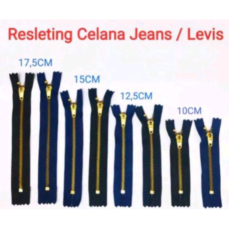 (satuan) resleting celana jeans 15cm - hitam