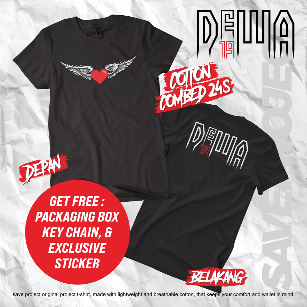 SAVE Project | DEWA 19 BINTANG LIMA | Kaos T-Shirt Unisex Tee Baju DEWA Band | Kaos Pria Kaos Distro
