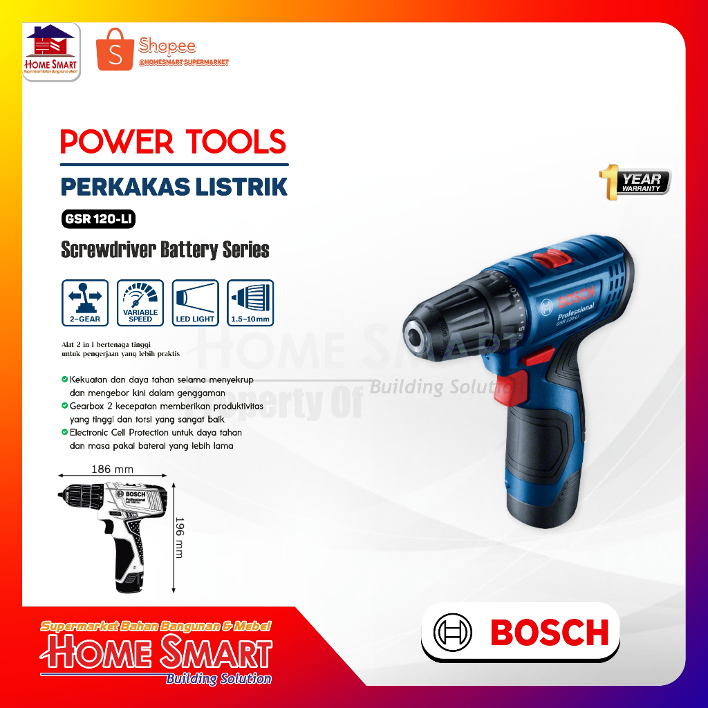 GSR 120 Li BOSCH Cordless Impact Drill Mesin Bor Obeng GSR120-Li