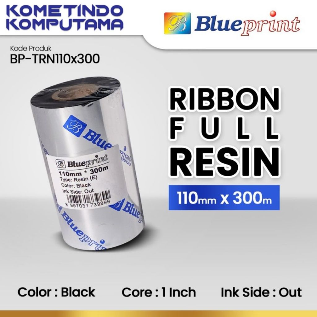 

BP-TRN110X300 - 110x300m Ribbon Full Resin Barcode Label 110 x 300 m BLUEPRINT Full Resin Ribbon Permanen