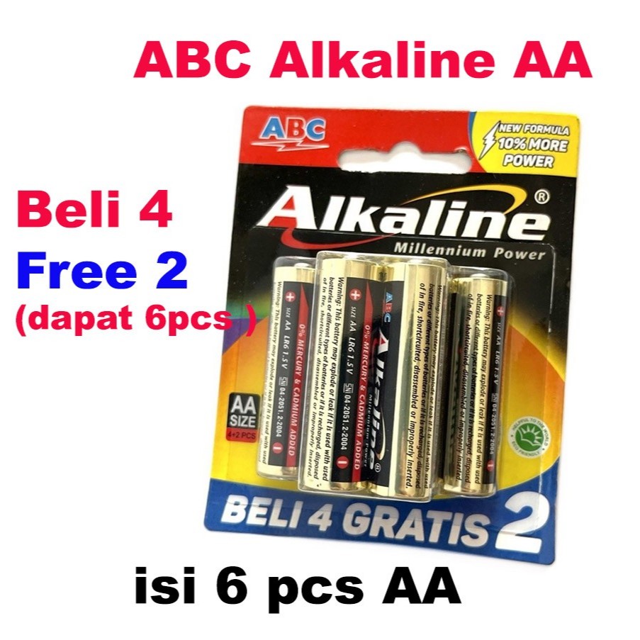Baterai ABC Alkaline AA 4+2 / Baterai jam A2 - Baterai Alkaline AA / AAA