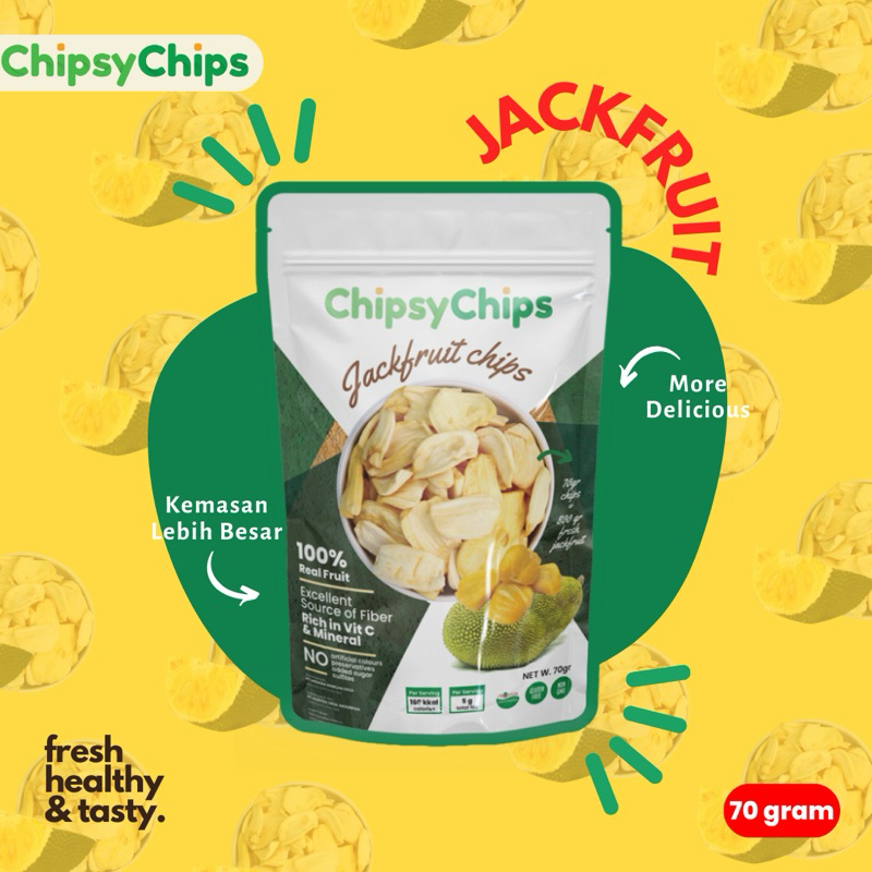

CHIPSYCHIPS KERIPIK BUAH NANGKA 70GR / FRUIT CHIPS JACKFRUIT / HEALTHY SNACK HALAL & BPOM