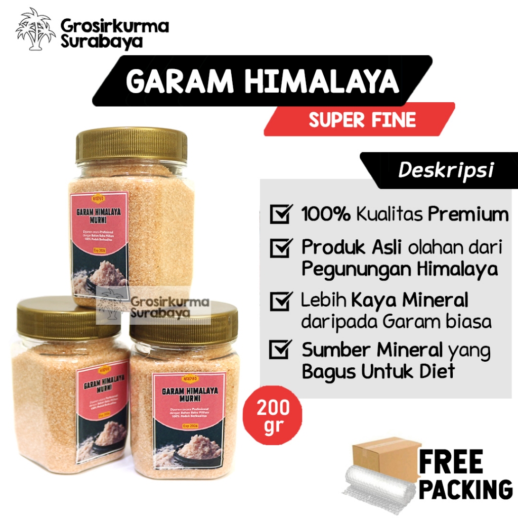 

GARAM HIMALAYA Kemasan Toples 200gr Premium Himalayan Salt Himsalt Rock Pink Lava Garem Sehat