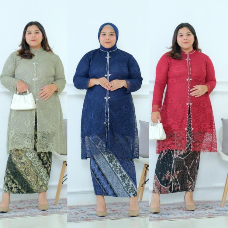 Atasan Kebaya Jumbo Ld 140 5XL XXXXL Set Kebaya Kurung Tunik Peyet Baju Kondangan Big Size