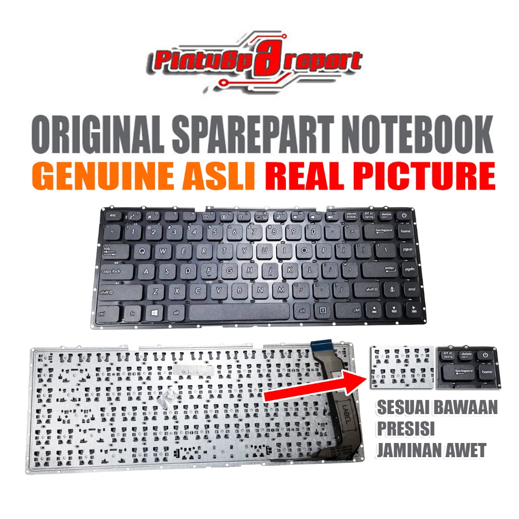(Genuine Parts Asli) Keyboard Terjamin Original Asus Vivobook X441 X441B X441BA X441U X441UA X441UV 