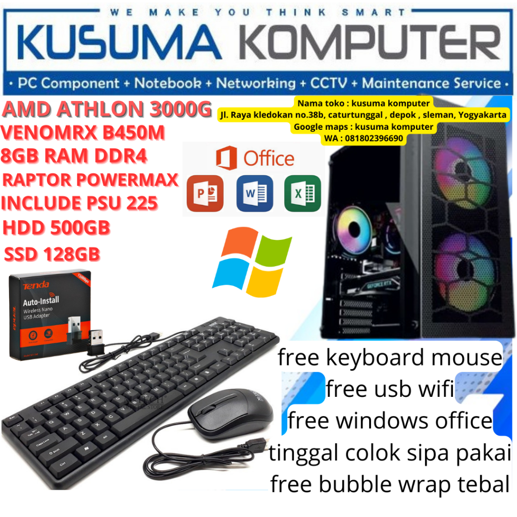 pc rakitan komputer pc murah amd athlon 3000g 500gb 8gb ram