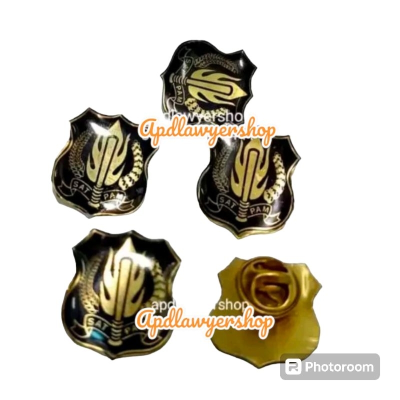 PIN SECURITY SATPAM 2.5CM KUNINGAN RESIN PAKU KWALITAS BAGUS