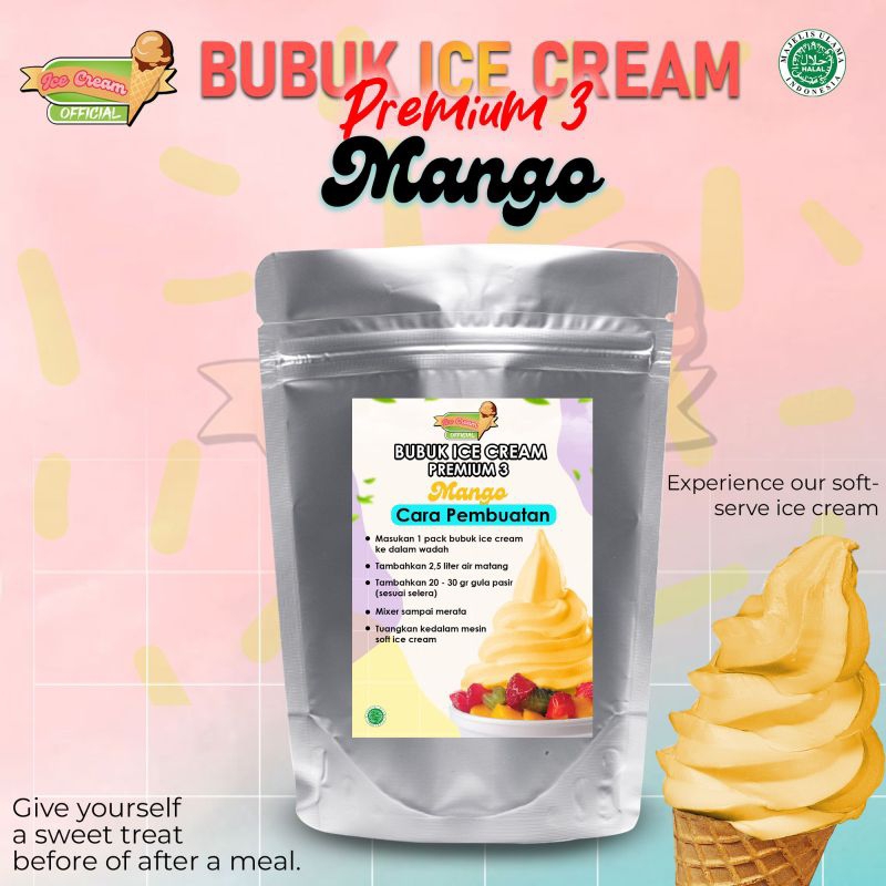 

Bubuk Icecream MANGO MILK 1000 gram /PREMIUM BARU88 Tepung Premix Instan