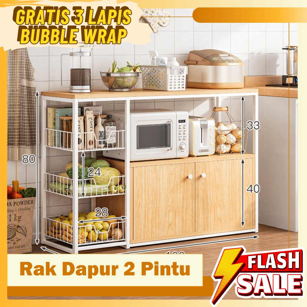 LLB Rak Dapur Set 100x30x80cm Rak Dapur Susun Serbaguna Minimalis Estetik Rak Oven Rak Microwave Mej