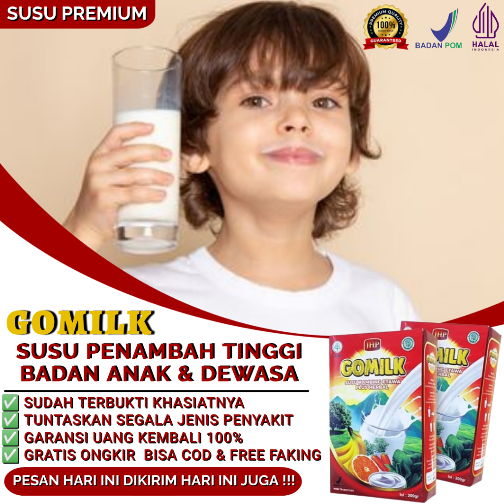 

GOMILK 100% ORIGINAL - Susu Peninggi Badan Remaja Dewasa Anak BPOM Vitamin High Calcium Obat Peninggi Ori Penambah Tinggi DLL