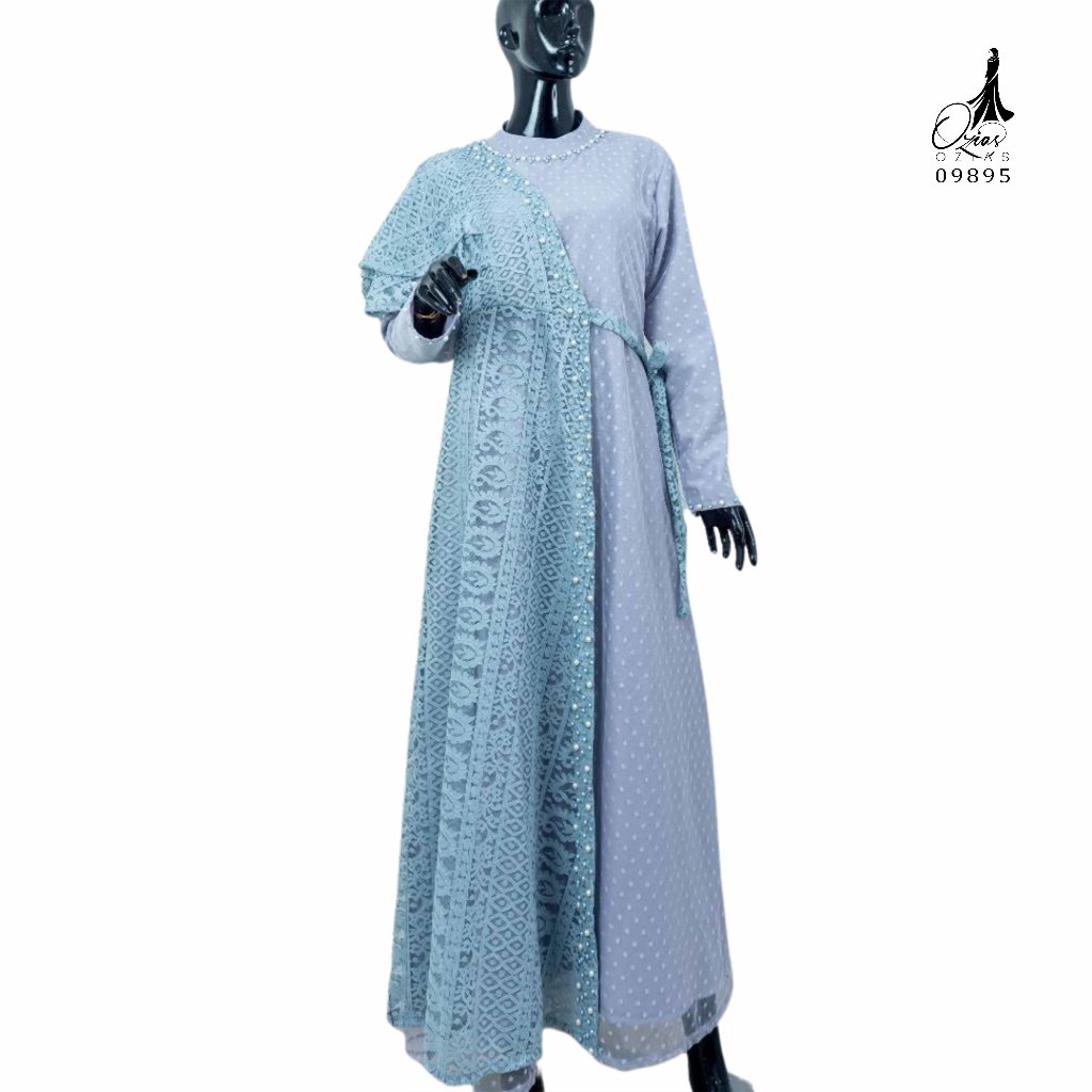 Ozias - Gamis Brokat Kagura Combi Tile 09895 Jumbo Ld 120 Ld 140 I Gamis Pesta Kondangan I Gamis Mus