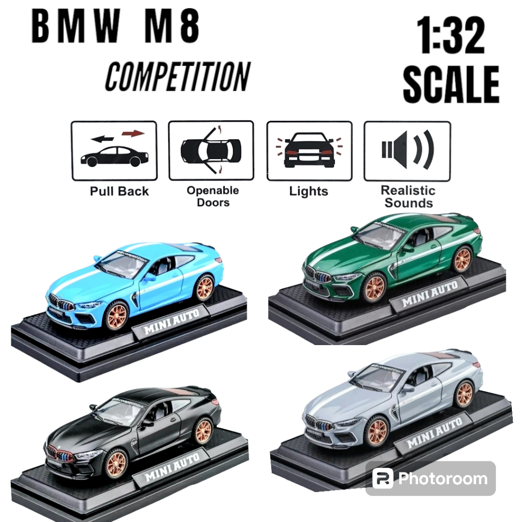 MINI AUTO miniatur mobil BMW M8 COMPETITION MANHART skala 1:32 pajangan koleksi miniatur mobil anak