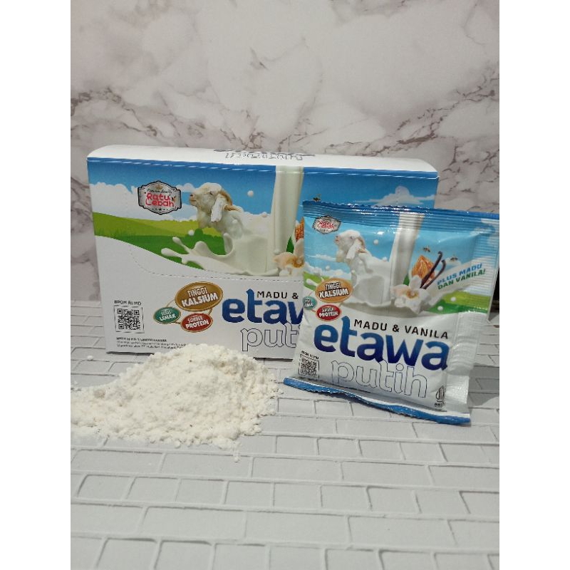 

Etawa Putih / Susu Kambing Bubuk isi 10 Shacet / Rasa Madu dan Vanila / Susu Etawa Ratu Lebah